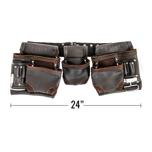ToolTreaux 12 Pocket Heavy Duty Oil Tanned Genuine Leather Tool Belt, Dark Brown, view 2