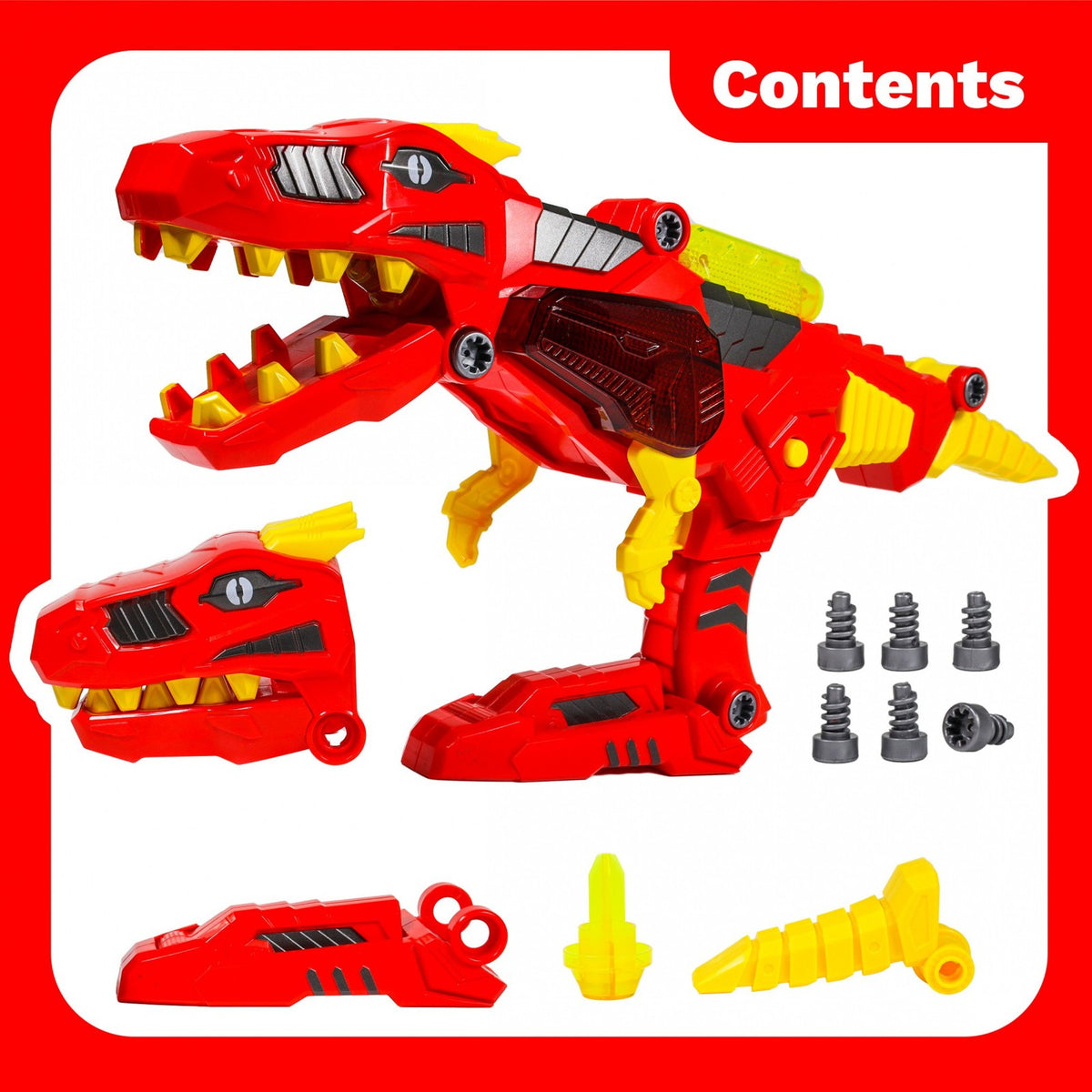 Kidplokio 3 in 1 Transforming Dinosaur Toy Space Blaster Lights and Sounds, Red, view 5