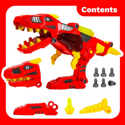 Kidplokio 3 in 1 Transforming Dinosaur Toy Space Blaster Lights and Sounds, Red, view 5