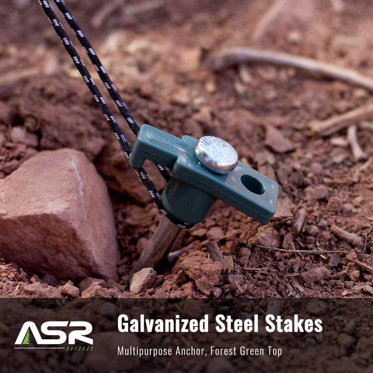 Galvanized Non-Rust Tent Peg Stake with Green Stopper 25pk, view 2