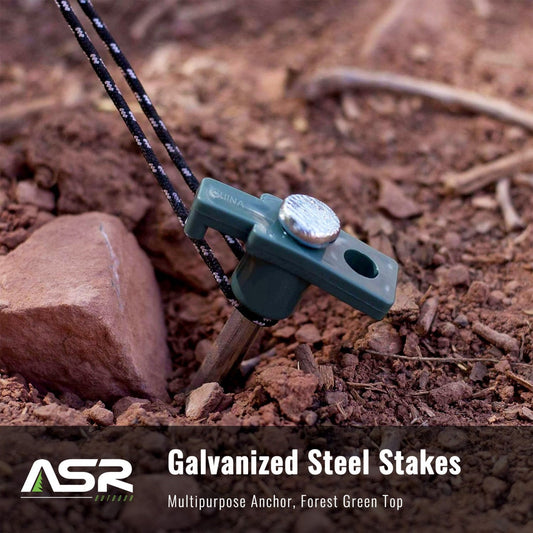 Galvanized Non-Rust Tent Peg Stake with Green Stopper 25pk, view 2