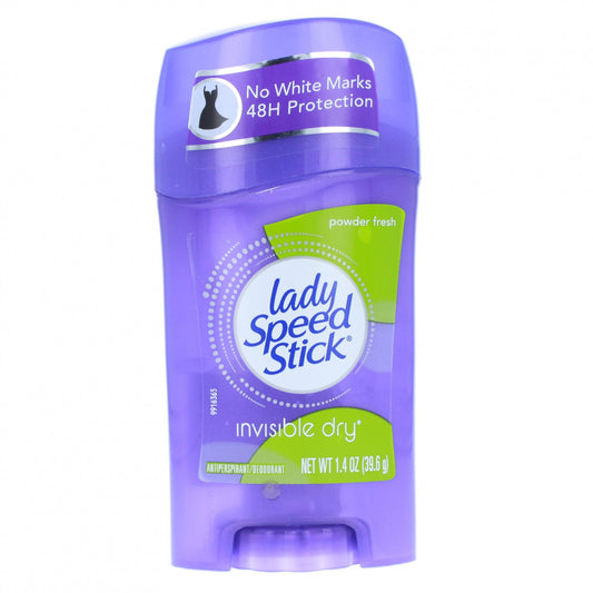 Five Lady Speed Stick women's invisible dry deodorant sticks, powder fresh scent packaging.