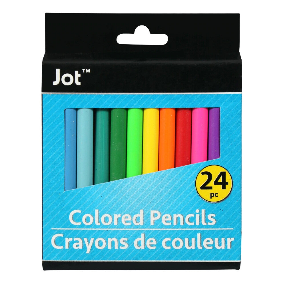 Set of 24 mini colored pencils for kids' art and school supplies.