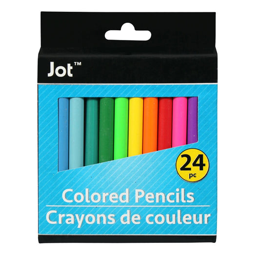 Set of 24 mini colored pencils for kids' art and school supplies.