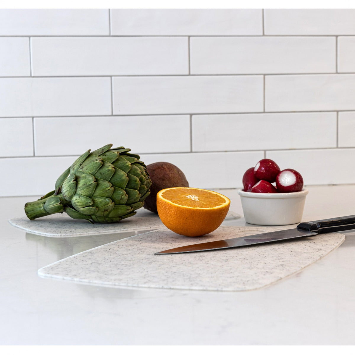 2 Pack Beille Plastic Kitchen Cutting Board Textured Non-slip Surface, Set of 2