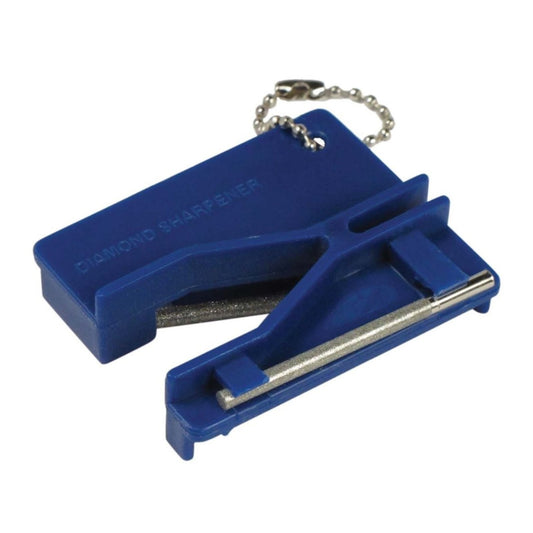 Slim diamond and grit sharpener with metal loop for pocket keychain attachment