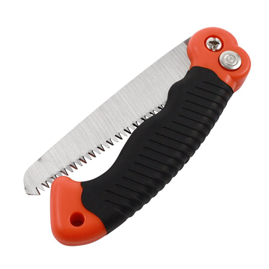 handheld pruning saw with handle and serrated blade suitable for garden use