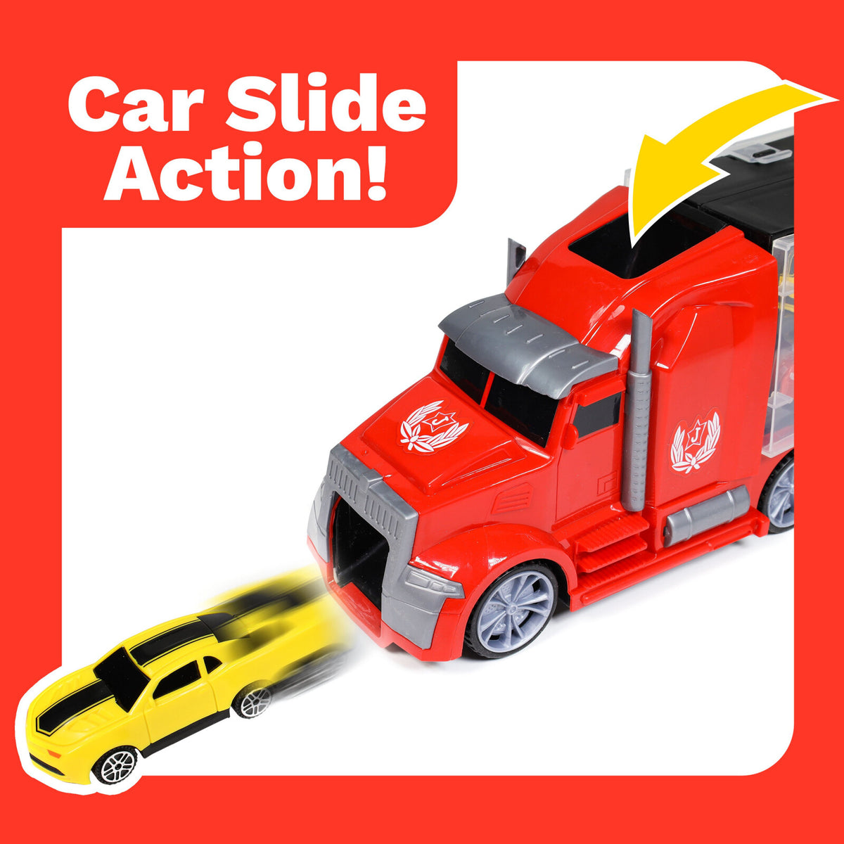 Kidplokio 1:24 Scale Diecast 11pc Hot Rod Car Carrier Truck for Toy Race Cars, view 3