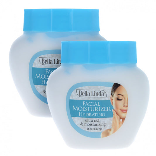 Two bottles of Bella Linda Skin Care Face Moisturizer Cream Lotion, 6.5oz each.