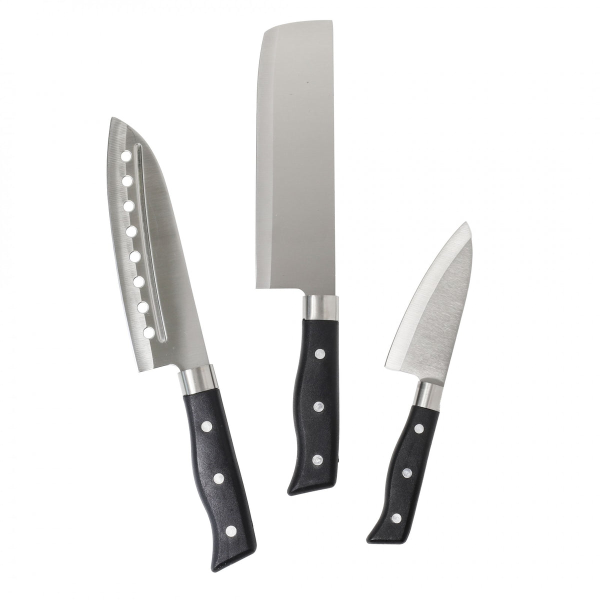Beille 3pc Stainless Steel Kitchen Cutlery Knife Set Cutting Santoku Chef Knife