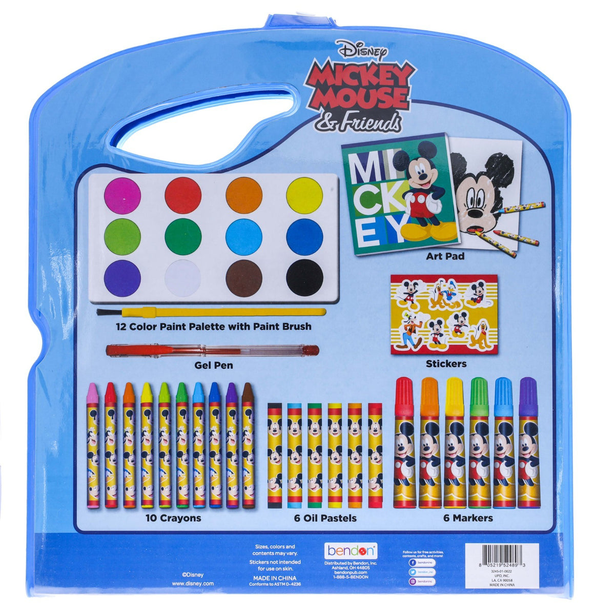 Disney Mickey Mouse Kids 40pc Art Supplies Coloring Marker Crayon Paint Pad Set, view 3