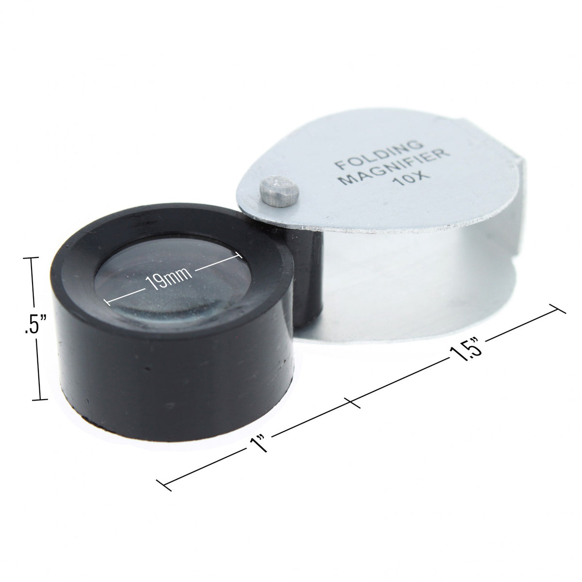 Universal Tool 10X 16mm Doublet Jewelers Loupe Chrome Body Folding Magnifier, view 7