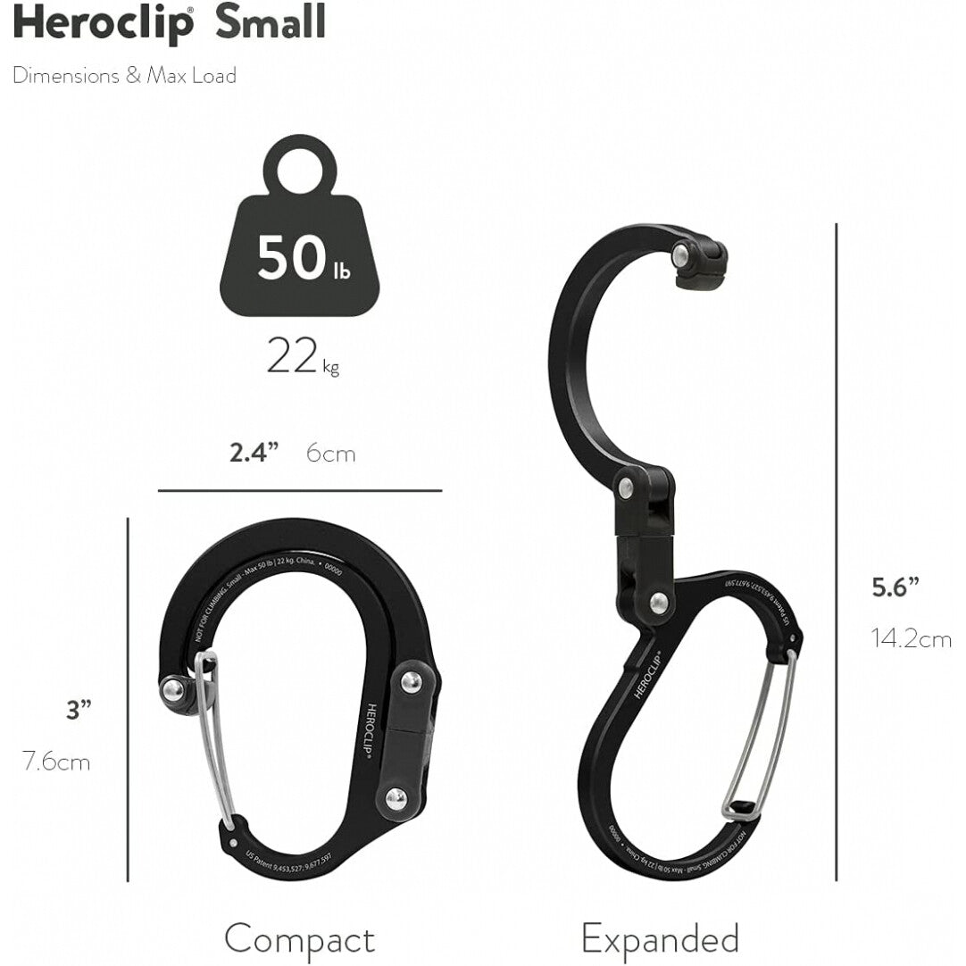 HEROCLIP Carabiner Clip and Hook Small for Purse, Stroller (Black and Red), view 4