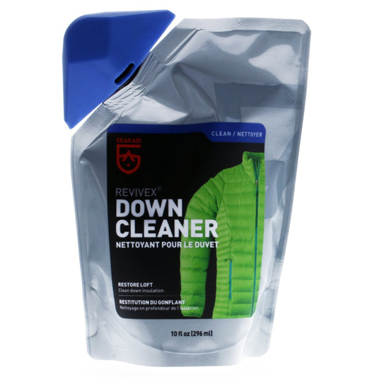 Gear Aid ReviveX Restoration Down Fabric Cleaner in a 10 oz bottle for jackets or sleeping bags