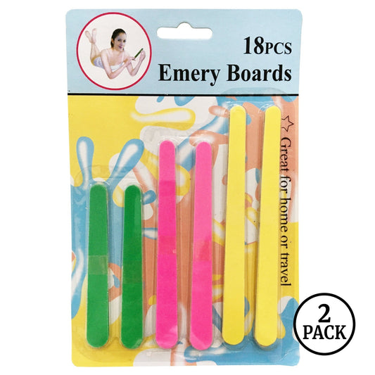 Two packs of Home Essentials nail files, buffers, and emery boards, total of 18 pieces.