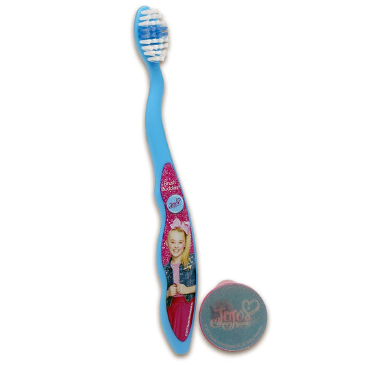 JoJo Siwa Brush Buddies kids toothbrush with plastic cap, ultra soft bristles