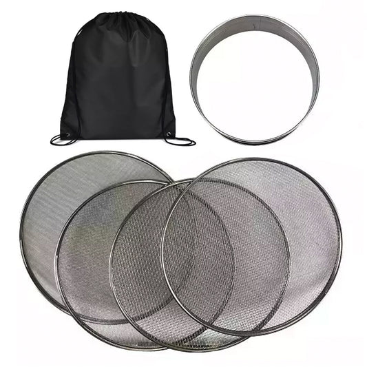 ToolTreaux interchangeable fine mesh sieve set with six pieces and drawstring backpack