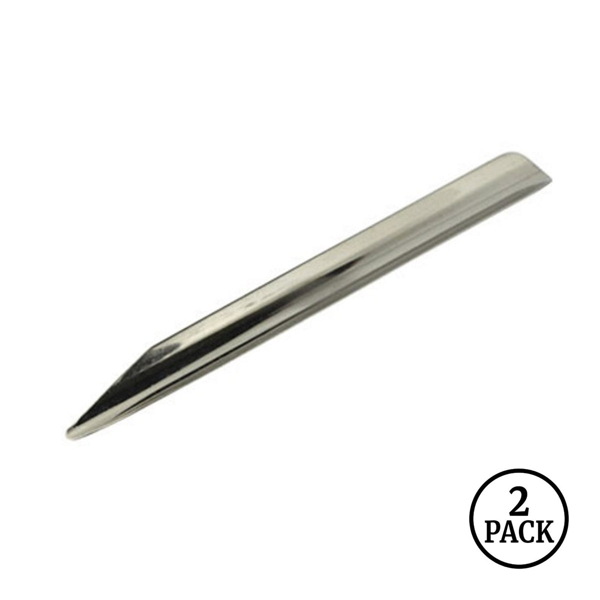 Two polished steel metal bead scoops for jewelry making and beading