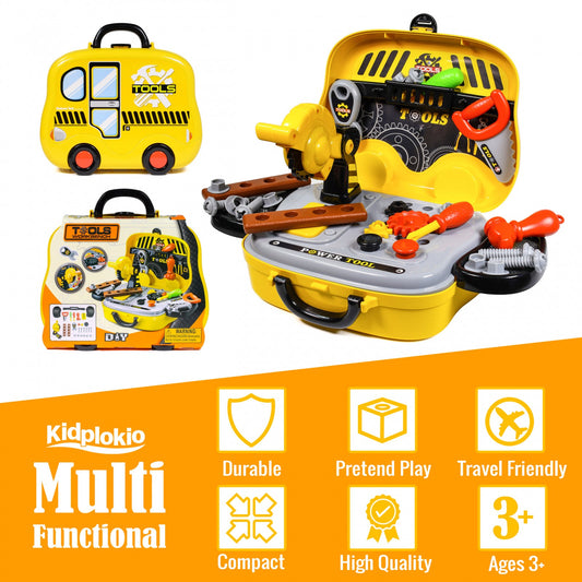 Kidplokio 28pc Construction Toys Tool Box Work Bench Playset for Boys, Ages 3, view 2