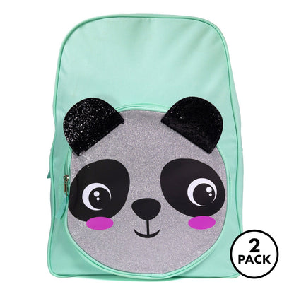Two Kidplokio kids backpacks with panda face design, shown together.