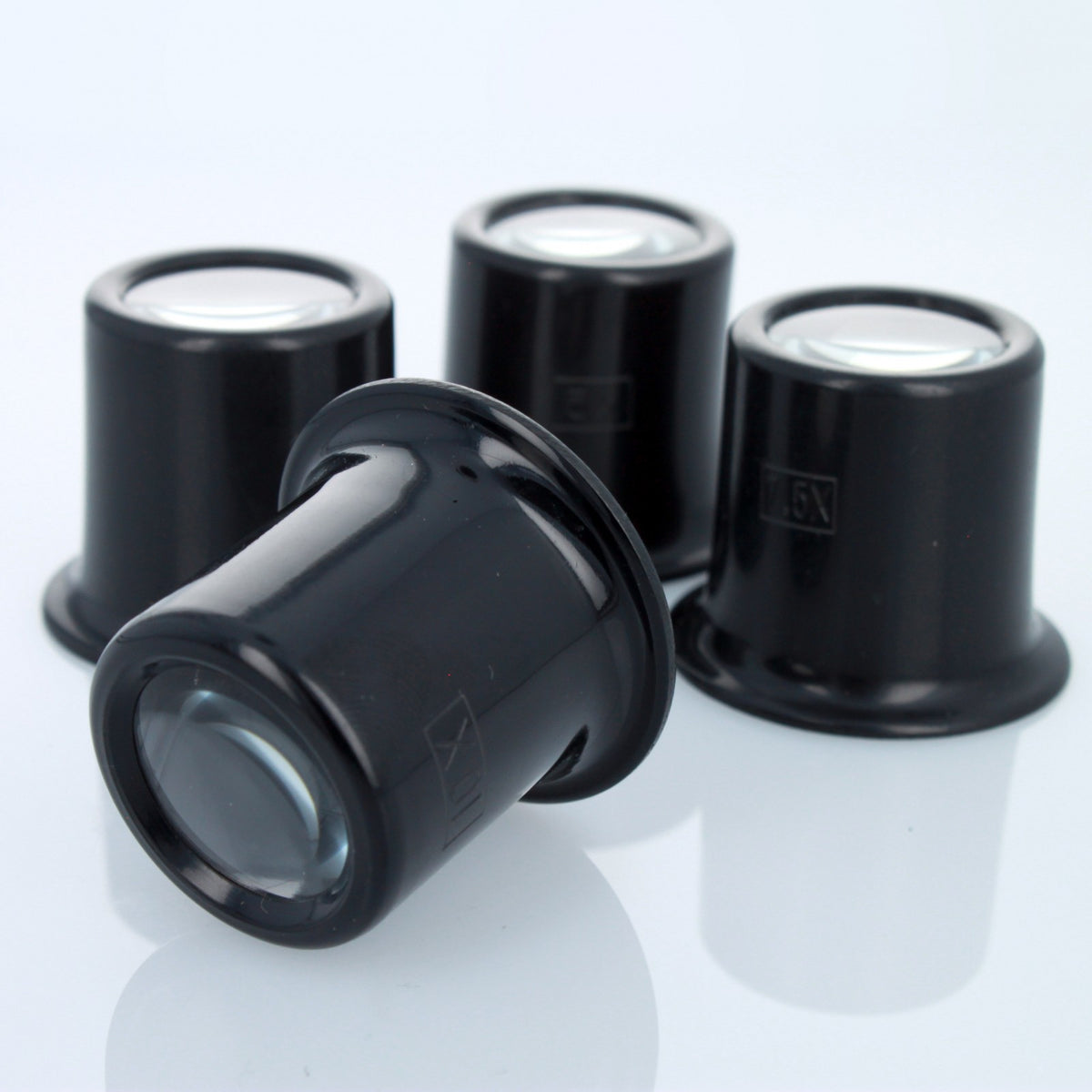 Universal Tool Plastic Jewelers Eye Loupe Set 2.5X 5X 7.5X 10X Magnifiers 4pc, view 8