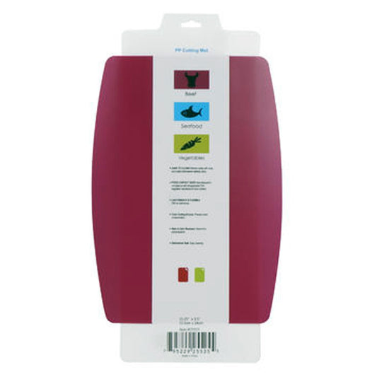 Pink flexible cutting mat with non-slip surface for kitchen food prep