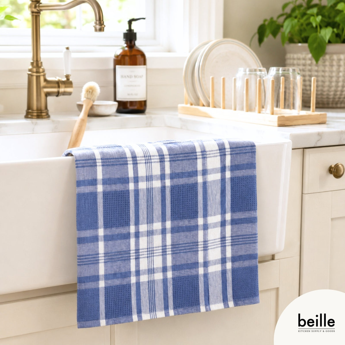 2 Pack Beille 100% Cotton Kitchen Dish Cloth & Tea Towels Machine Washable 5pk