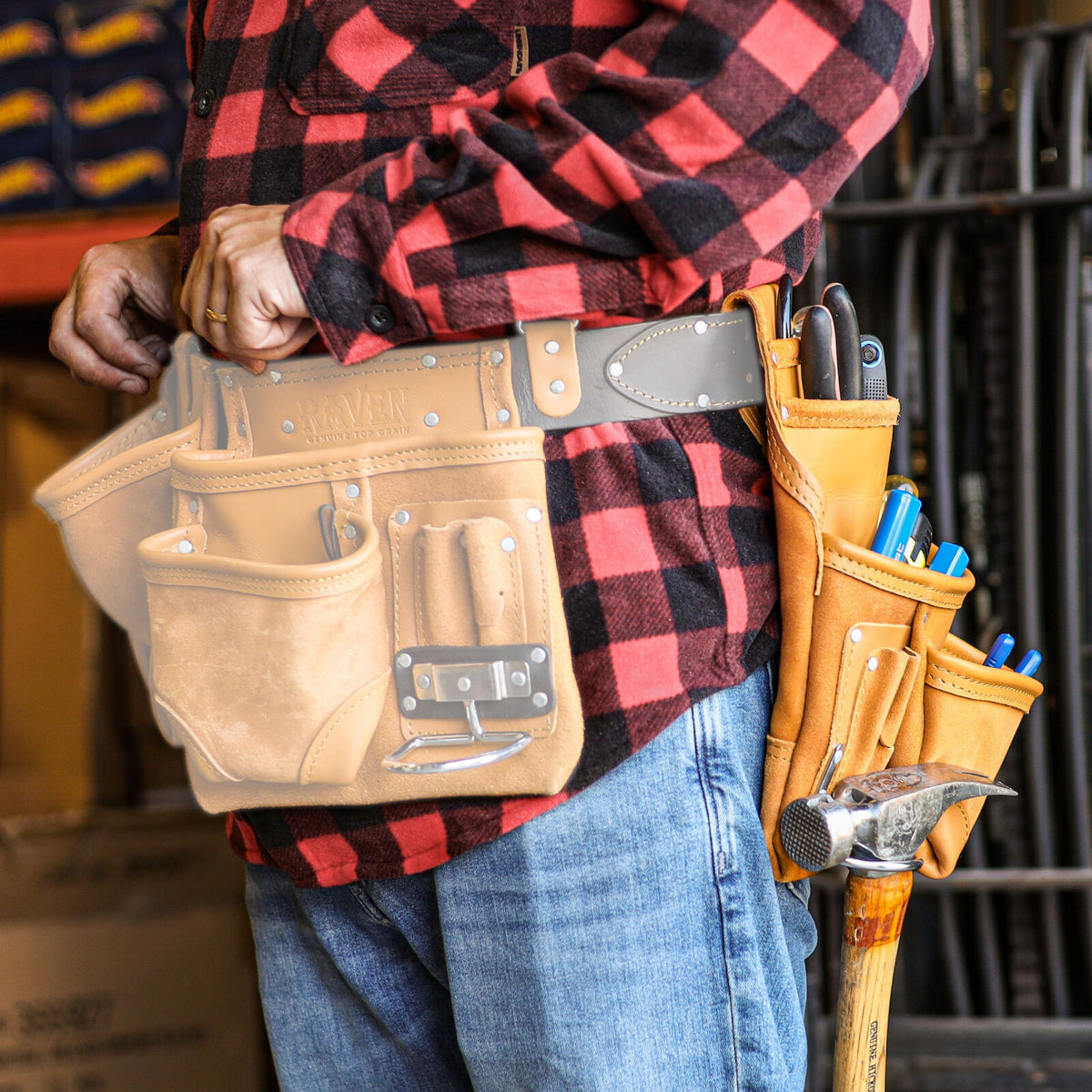 ToolTreaux 10 Pocket Heavy Duty Leather Tool Pouch DIY Woodworking, 12 x 10 Inch, view 3