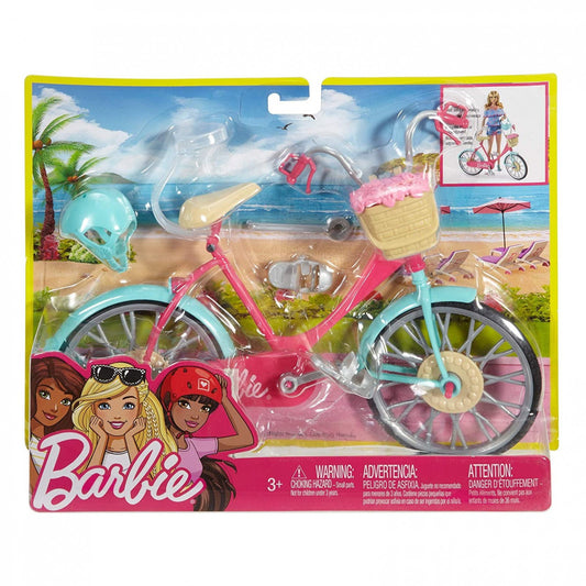 Barbie Bicycle Cruiser Pretend Play Set Flower Basket Helmet Girls Toys Ages 3+, view 2