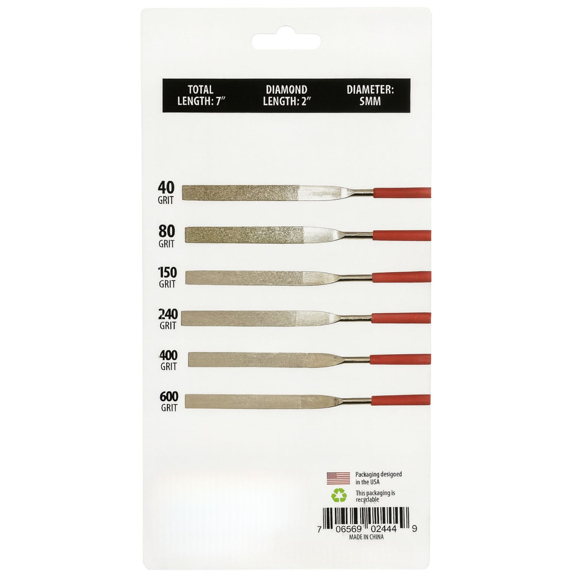 2 Pack ToolTreaux 7" Diamond Coated Flat File Set Steel Files Assorted Grits 6pc, view 7