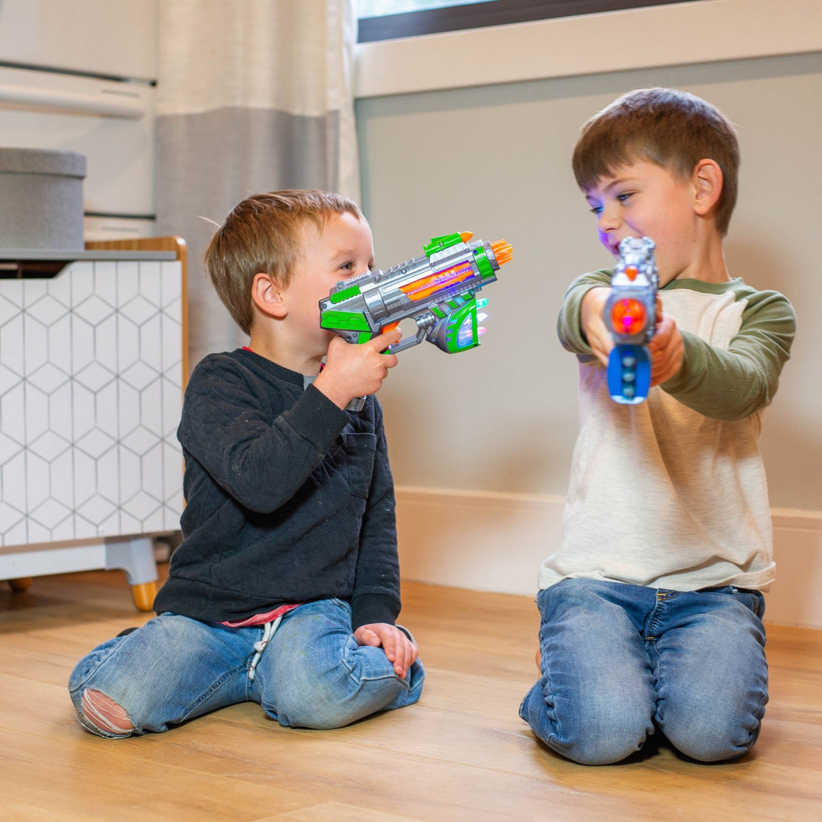 2 Pack Kidplokio Sonic Space Blaster Toy Gun w/ Flashing Lights & Sounds, Green,, view 10