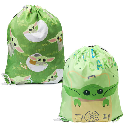 Two Baby Yoda 18-inch cinch bags with drawstrings for kids