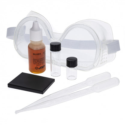 ToolTreaux Safety Silver Testing Kit with Testing Stone, 7 pieces, shown together.