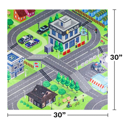 Kidplokio 8pc Urban City Police Friction Powered Toy Cars with Play Mat, Blue,, view 9