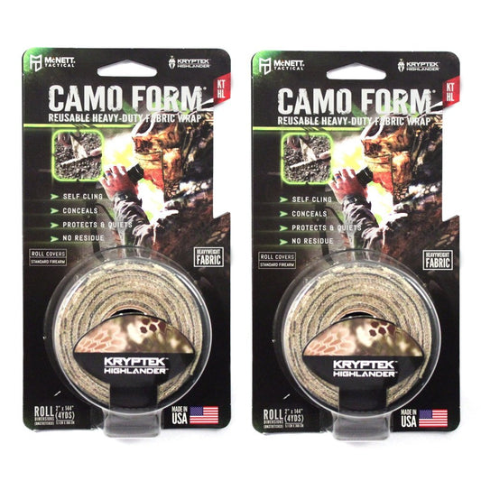 Two rolls of GEAR AID Camo Form Self-Cling Reusable Gun Wrap, 2 inches by 144 inches, in assorted camouflage colors
