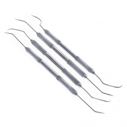 Metal double-ended steel pick set with grooved grip handles for crafts or metalworking