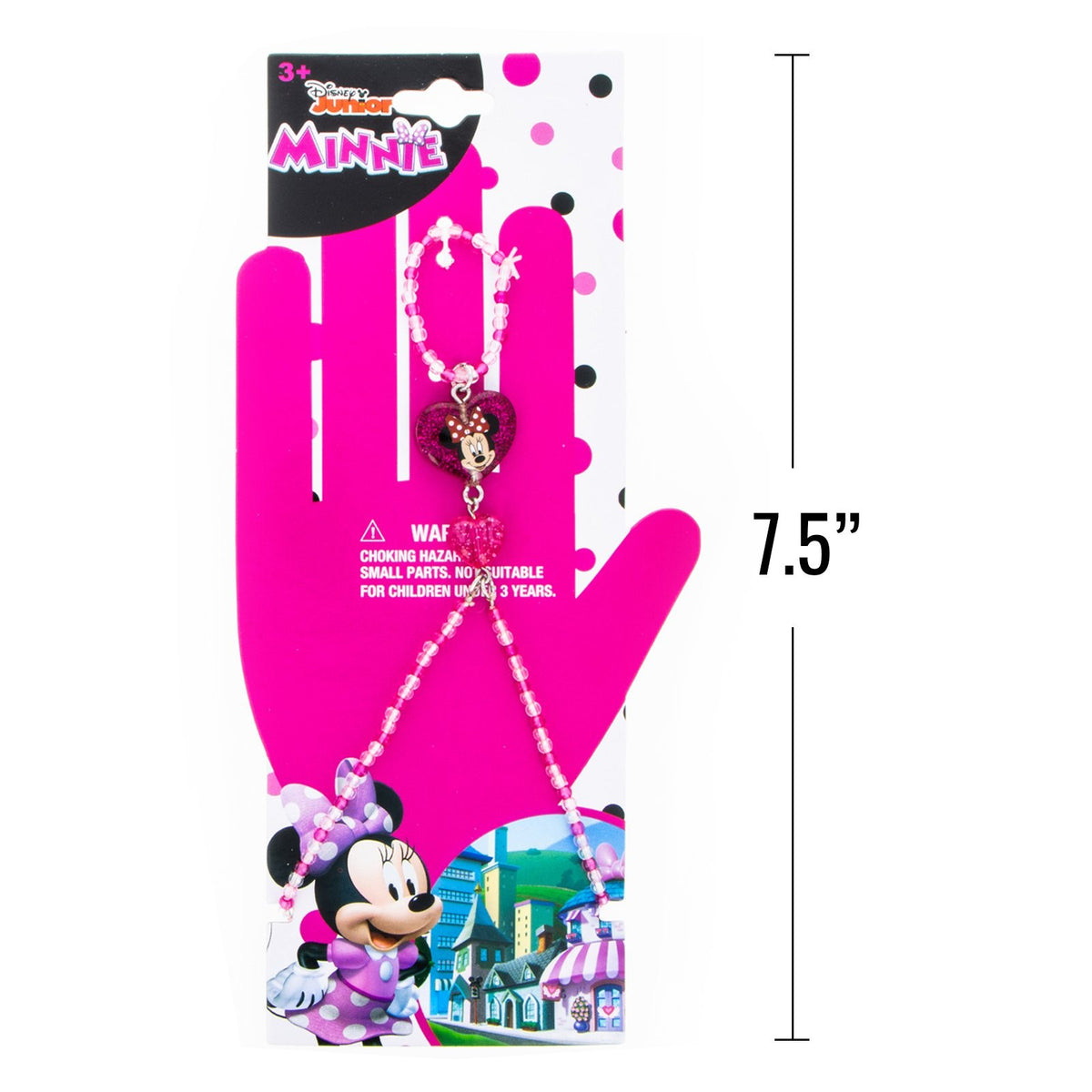 Disney Minnie Mouse Girls Beaded Ring Bracelet Glitter Charm Jewelry Gift, view 5