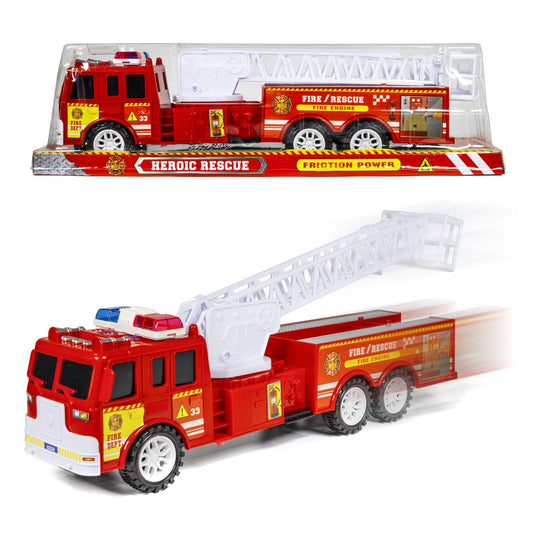 Red Kidplokio fire truck pull back toy for boys ages 3 and up