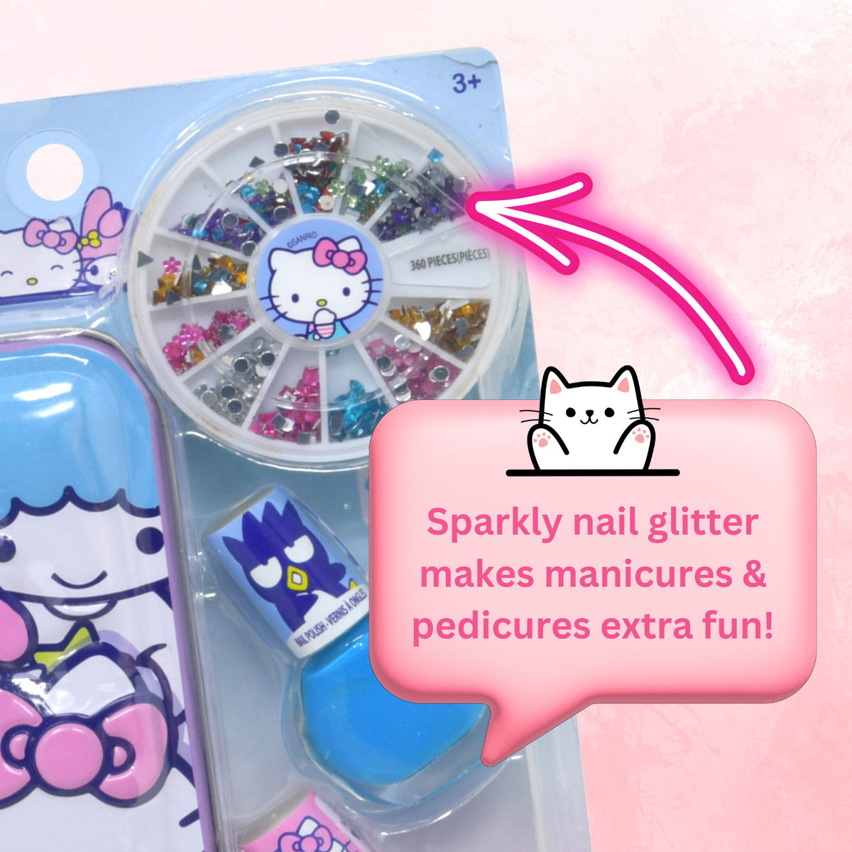 Hello Kitty Friends 4pc Nail Polish Set for Girls with Travel Tin Ages 3 and Up, view 5