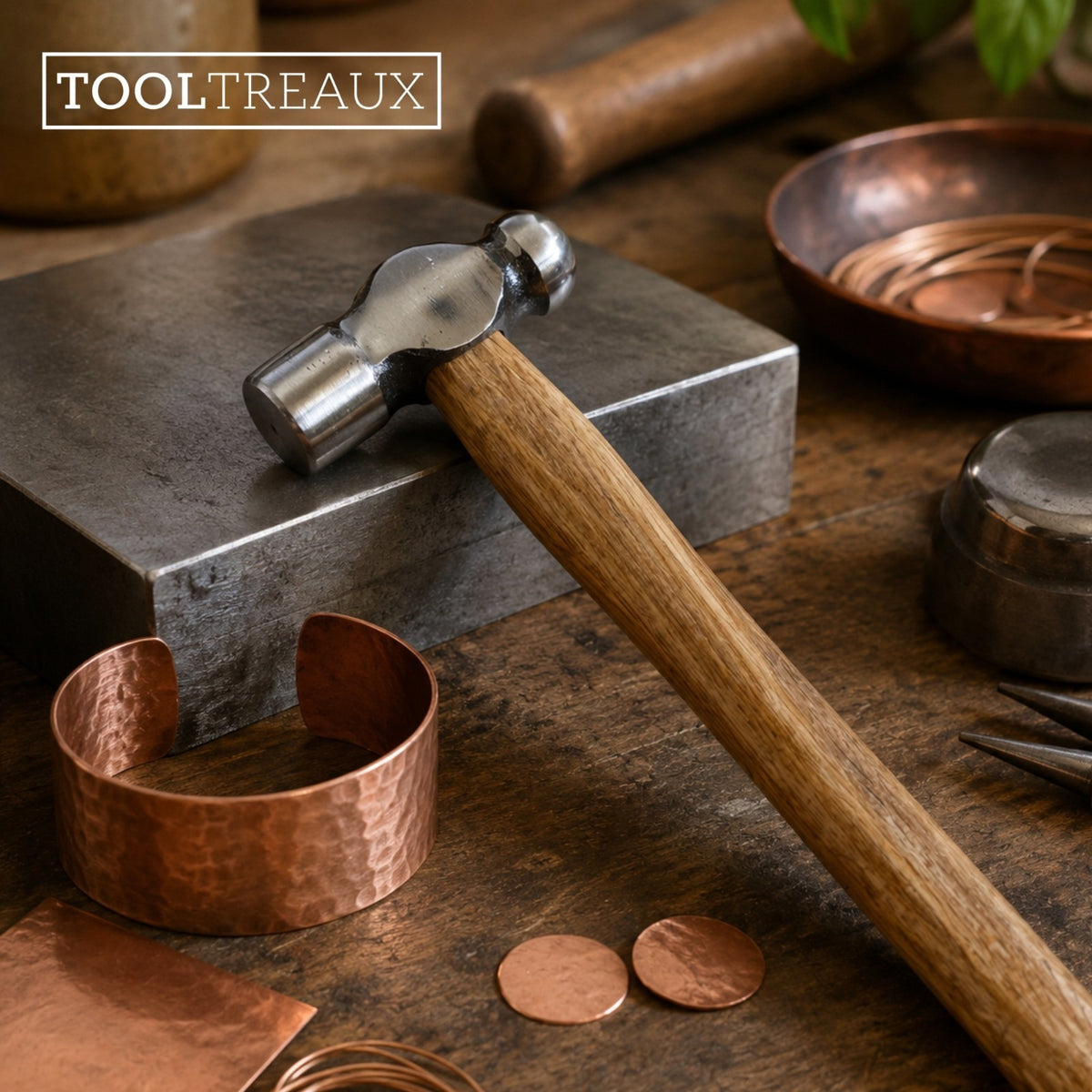 ToolTreaux 4oz Ball Peen Hammer with Hardwood Handle, Small Engineers Hammer, view 4