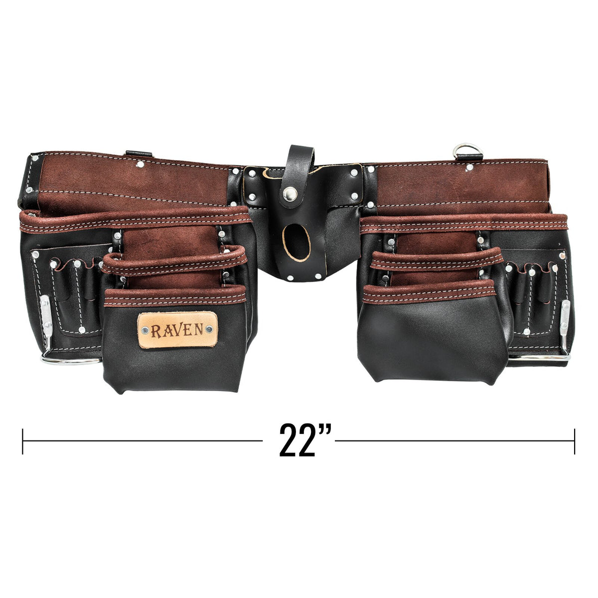 ToolTreaux 13 Pocket Oil Tanned Leather Tool Belt with 2 Hammer Loops, Brown, view 4