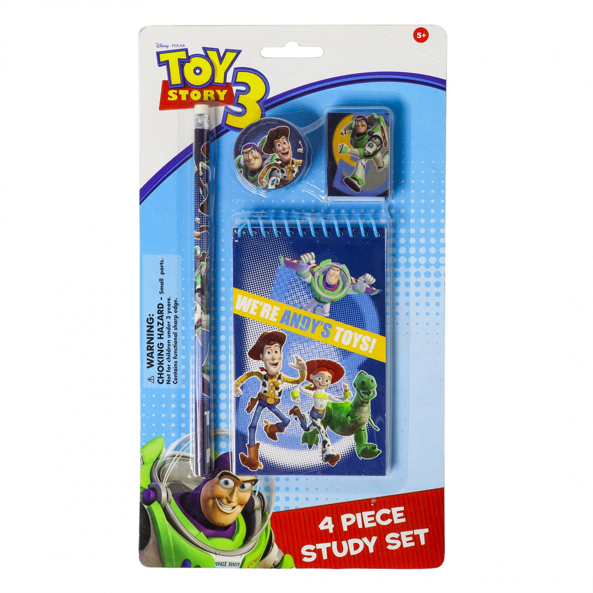 Toy Story 3 Kids School Supplies Study Set Notebook Pencil Sharpener Eraser 4pc, view 6