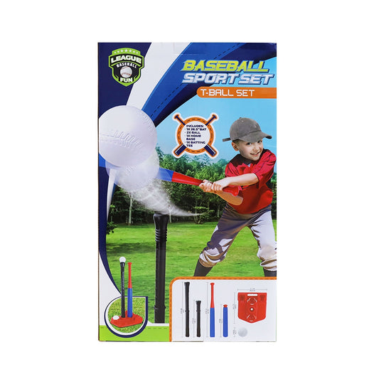Kidplokio 5-piece baseball bat and tee ball playset with balls for boys ages 3 and up.