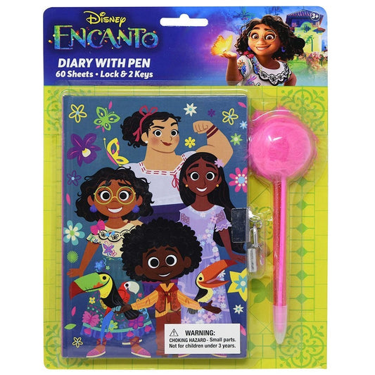 Disney Encanto journal with lock, keys, and a matching pom pom pen for girls ages 3 and up.