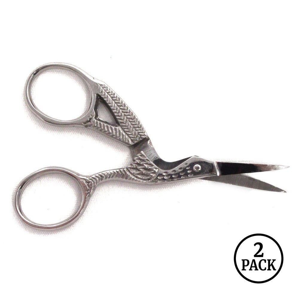 Two pairs of ToolTreaux 3.5 inch stainless steel straight blade stork embroidery scissors