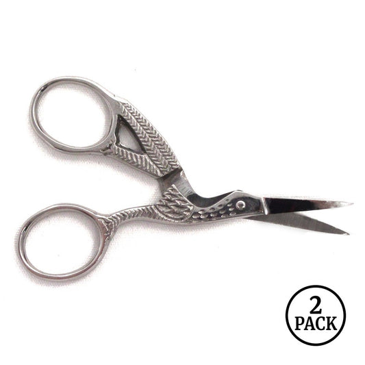Two pairs of ToolTreaux 3.5 inch stainless steel straight blade stork embroidery scissors