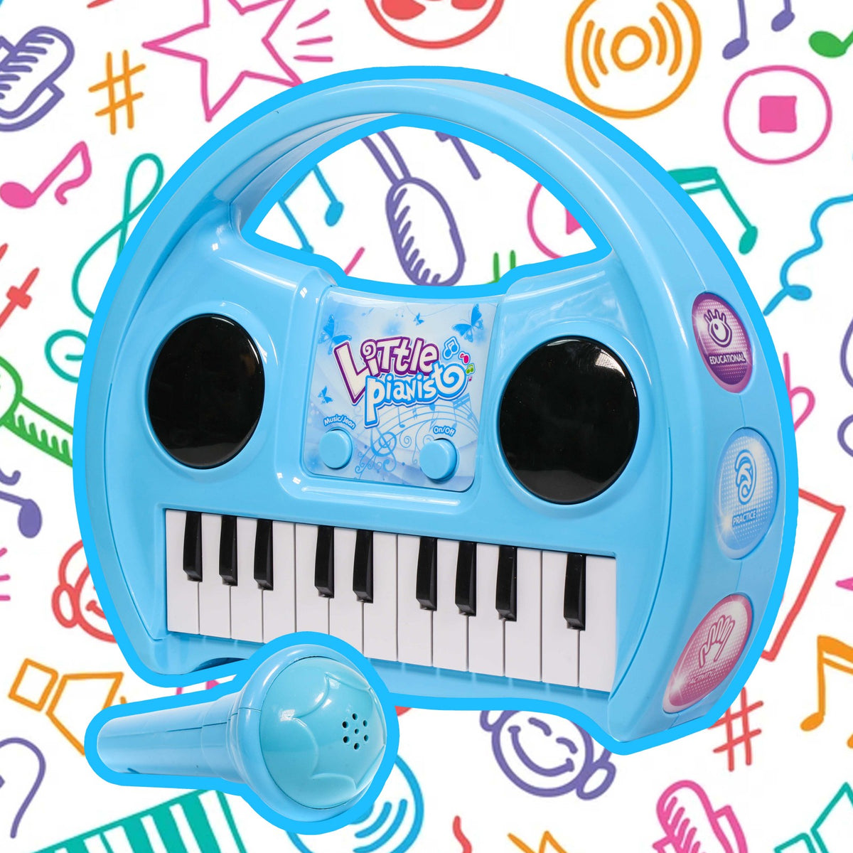 Kidplokio Kids Keyboard Piano with Microphone Lights Music Sounds, Blue, Boys, view 4