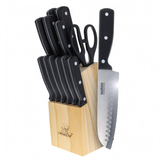 Beille Kitchen Knife Set Cooking Baking Supplies Meal Prep with Wood Storage