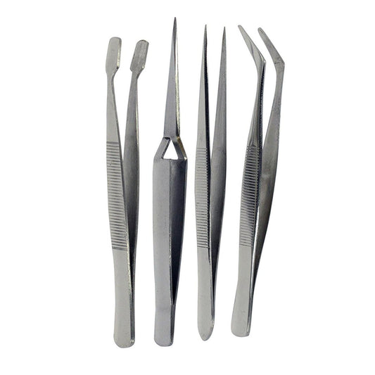 Universal Tool 4-piece stainless steel tweezer set with assorted tips for precision work