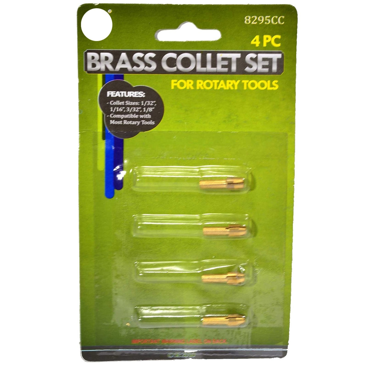 Universal Tool Brass Collet Set for Rotary Tools Assorted Sizes 4 Piece Set, view 3